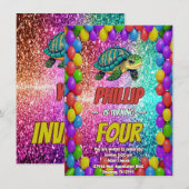 タートルカスタムキャラクター誕生日招待状 招待状 (正面/裏面)