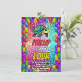 タートルカスタムキャラクター誕生日招待状 招待状 (スタンド正面)