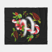 タートルギフト | Turtle Candy Sweetクリスマス フリースブランケット (正面(横))