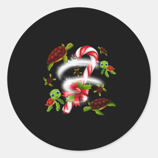 タートルギフト | Turtle Candy Sweetクリスマス ラウンドシール (正面)