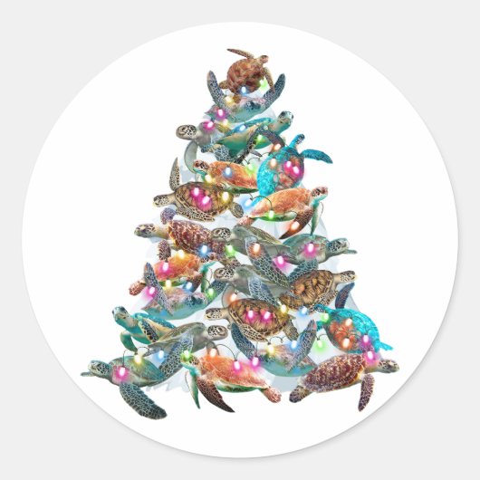 タートルクリスマスツリーオーナメントクリスマスツリートッパーズ ラウンドシール (正面)