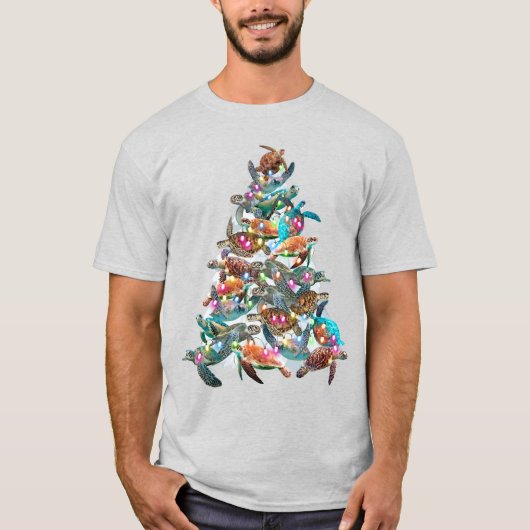 タートルクリスマスツリーオーナメントクリスマスツリートッパーズ Tシャツ (正面)