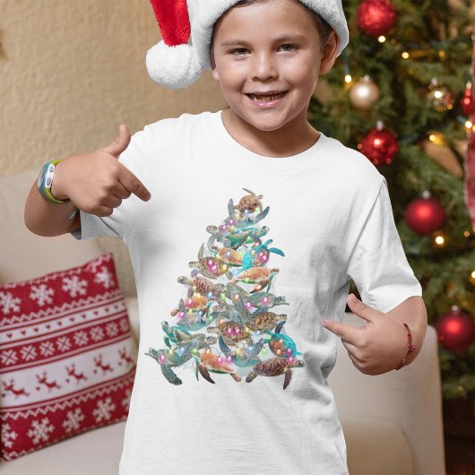 タートルクリスマスツリーオーナメントクリスマスツリートッパーズ Tシャツ