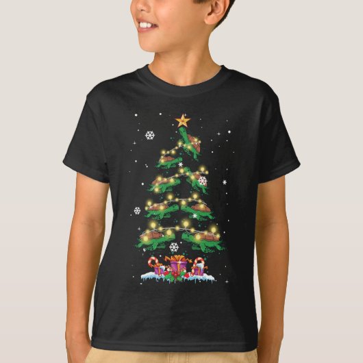 タートルクリスマスツリーシータートル恋人クリスマス Tシャツ (正面)