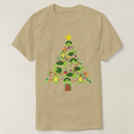タートルクリスマスツリーメリークリスマスタートルラバーパハ Tシャツ (デザイン正面)
