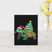 タートルクリスマスツリーライトサンタハットタートルオセア カード (黄色い花)