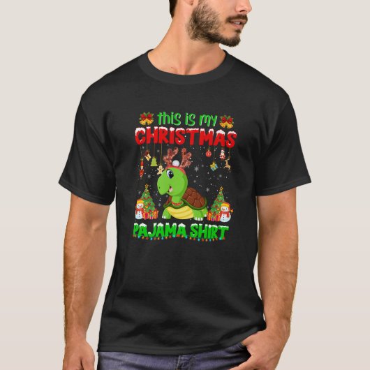 タートルクリスマス醜いセータータートルツリーライトXm Tシャツ (正面)