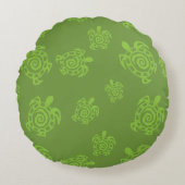 タートルグリーンプリント ラウンドクッション (正面)