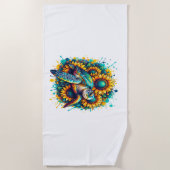 タートルサンフラワー ビーチタオル (正面)