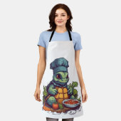 タートルシェフ素晴らし料理かわいい動物 エプロン (着用した状態)