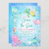 タートルシャークタコザシー誕生日 招待状 (正面/裏面)