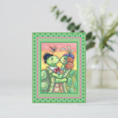 タートルスイーキスをするテアーツ、かわいいターポンバレンタイン シーズンポストカード (スタンド正面)