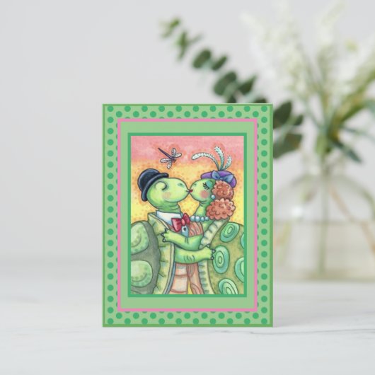 タートルスイーキスをするテアーツ、かわいいターポンバレンタイン シーズンポストカード (スタンド正面)