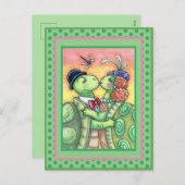 タートルスイーキスをするテアーツ、かわいいターポンバレンタイン シーズンポストカード (正面/裏面)