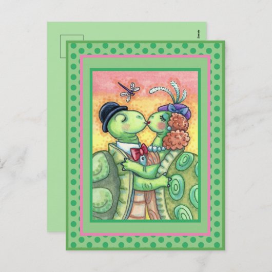 タートルスイーキスをするテアーツ、かわいいターポンバレンタイン シーズンポストカード (正面/裏面)