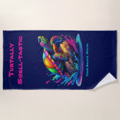 タートルスプラッシュカラフル ビーチタオル (正面)