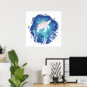 タートルズコーラルズ海紙アートイラストレーション ポスター (ホームオフィス)