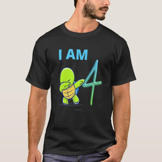 タートルダビング誕生日4歳 Tシャツ (正面)