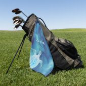 タートルトライバルブルーウォーターカラーモノグラムビーチ ゴルフタオル (グリーン)