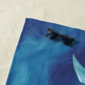 タートルトライバルブルーウォーターカラーモノグラム ビーチタオル (インサイチュ)