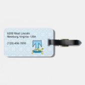 タートルトラベルのための少年のブルーレタモノグラムのーT ラゲッジタグ (裏面横)