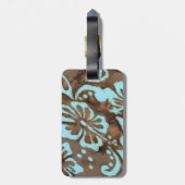 タートルトラベルラゲッジタグハイビスカスブルーブラウン ラゲッジタグ (裏面縦)
