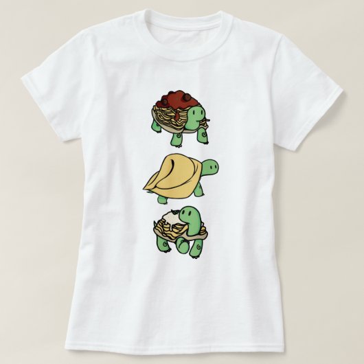 タートルヌードルキュート亀甲パスタトリオ Tシャツ (デザイン正面)