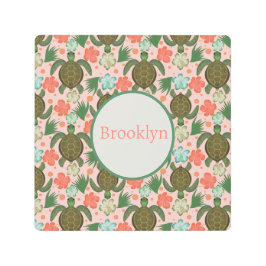 タートルハイビスカスピンクフローラ子供部屋 メタルプリント