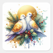 タートルハト2匹 | 12日のクリスマス スクエアシール (正面)