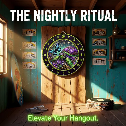 タートルバタフライ華美コズミックロッジアート ダーツボード