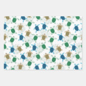 タートルバースデーパーティーウォーターカラー ラッピングペーパーシート (正面3)