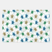 タートルバースデーパーティーウォーターカラー ラッピングペーパーシート (正面)