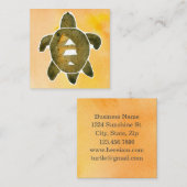 タートルヒーラーグッドヘルスシンボル水色オレンジ スクエア名刺 (正面/裏面)