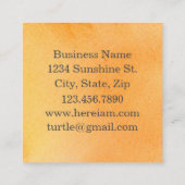 タートルヒーラーグッドヘルスシンボル水色オレンジ スクエア名刺 (裏面)