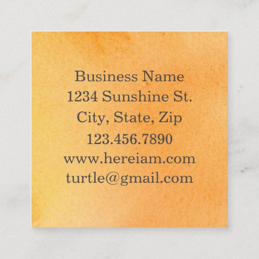 タートルヒーラーグッドヘルスシンボル水色オレンジ スクエア名刺 (裏面)