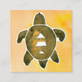 タートルヒーラーグッドヘルスシンボル水色オレンジ スクエア名刺 (正面)