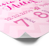 タートルピンクパーソナライズされた誕生統計のお知らせ ポスター (角)