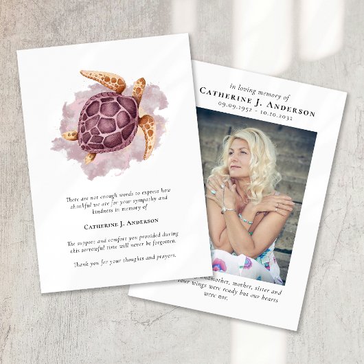 タートルフォト悔やみや弔慰葬儀記念 サンキューカード