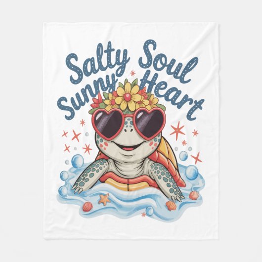 タートルフローラサマービーチ フリースブランケット (正面)