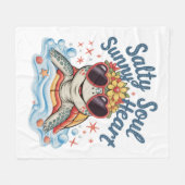 タートルフローラサマービーチ フリースブランケット (正面(横))