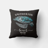 タートルブラックターコイズビーチハウスファミリー名 クッション (裏面)