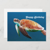 タートルブルーウォーターシーフォト誕生日 ポストカード (正面/裏面)