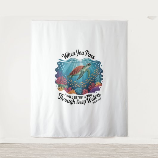 タートルブルーシースクエア タペストリー (正面)