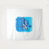 タートルブルーシースクエア タペストリー (正面(横))