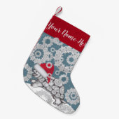 タートルブルースノーフレークスサンタハットウィンターホリデー スモールクリスマスストッキング (正面 (吊り時))