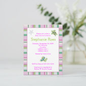 タートルベイガーリーストライプの赤ちゃんシャワー4.25 x 5.5 招待状 (スタンド正面)