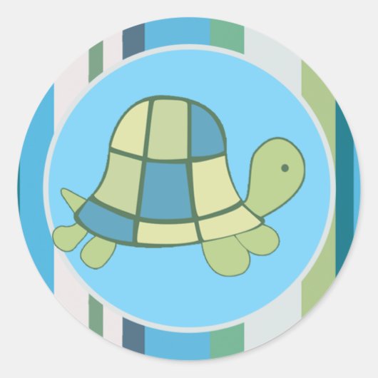 タートルベイブルーストライプ封筒用シール |引き立て ラウンドシール (正面)