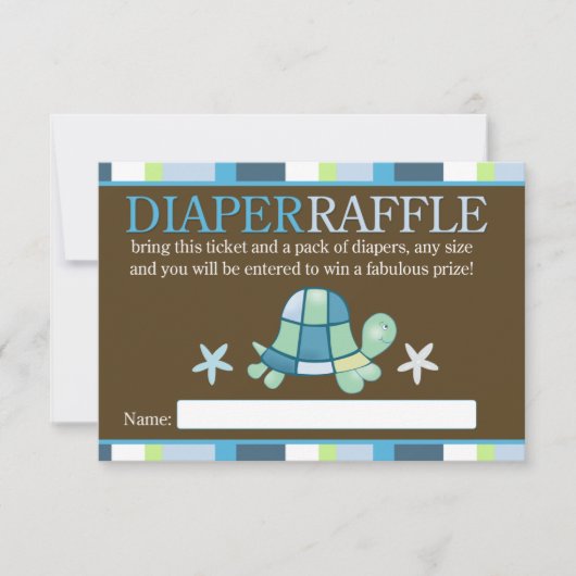 タートルベイ赤ちゃんシャワーおむつラッフルカード 招待状 (正面)
