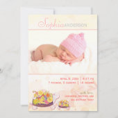 タートルベビーガールフォト誕生 案内状 (正面)