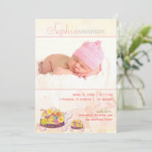 タートルベビーガールフォト誕生 案内状 (スタンド正面)